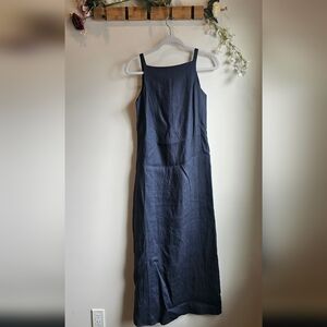 100% Flax Minimal Sleeveless Maxi Dress Made In Italy Eco Concious